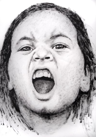 Clara (seria Kids), 2008 (akryl na papierze) autorstwa Diego Beyro