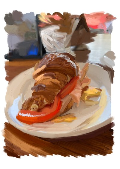 Croissant en Puerto, 2022 (grafika cyfrowa wykonana na iPadzie) autorstwa Diego Beyro