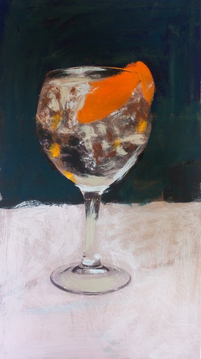 Gin Tonic con Rothko, 2018 (farba akrylowa na wydrukowanym zdjęciu) autorstwa Diego Beyro