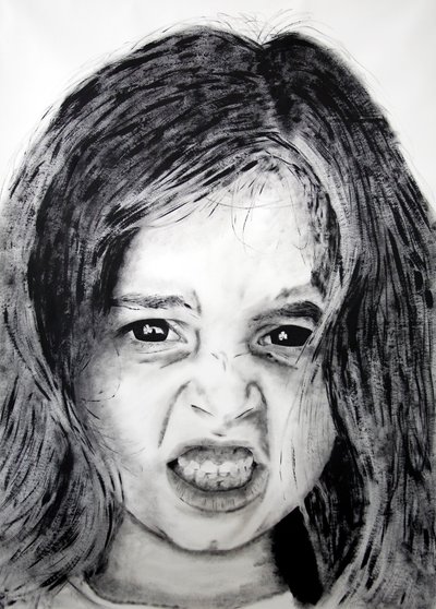 Manuela 2 (seria Kids), 2008 (akryl na papierze) autorstwa Diego Beyro