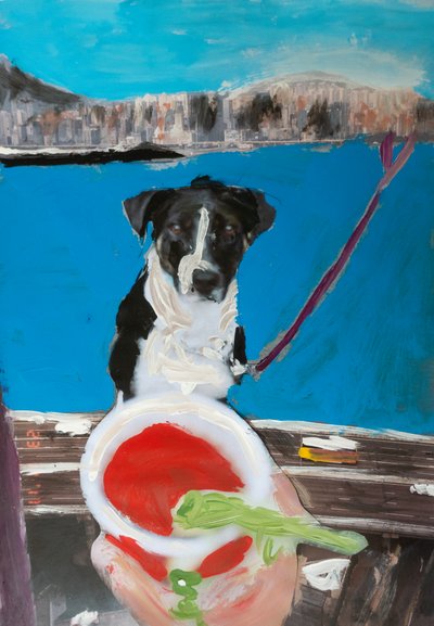 Romskie spojrzenie na małże poza skalą, 2018 (farba akrylowa na wydrukowanym zdjęciu) autorstwa Diego Beyro