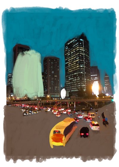 Un Cruce en Shanghai, 2022 (grafika cyfrowa wykonana na iPadzie) autorstwa Diego Beyro