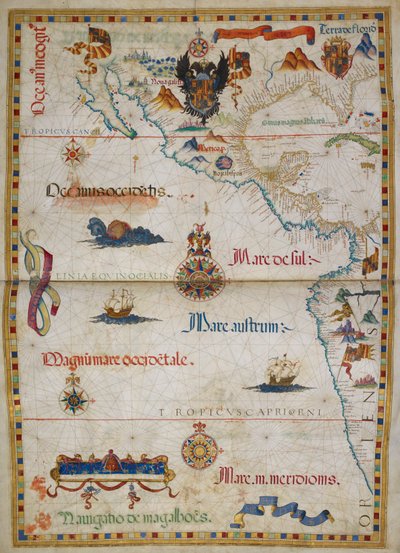Dodać. 5415A Mapa, ilustracja z „Atlasu Królowej Marii” autorstwa Diego Homem