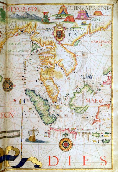 Kontynentalna Azja Południowo-Wschodnia, szczegół z atlasu świata, 1565 autorstwa Diego Homem