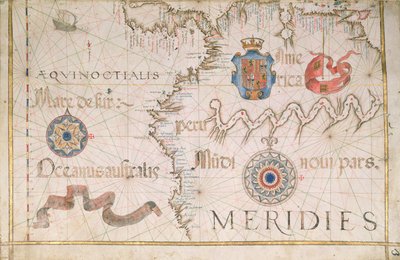 Peru i Amazonka, fragment atlasu świata, 1565 autorstwa Diego Homem