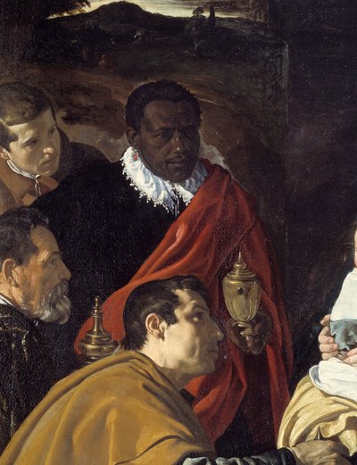 Adoracja Trzech Króli. Szczegół głów mądrych królów. Obraz Diego Velasqueza (1599-1660) autorstwa Diego Velázquez