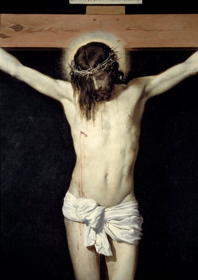 Chrystus krzyżuje szczegóły. Obraz Diego Rodrigueza de Silva y Velasquez (1599-1660) autorstwa Diego Velázquez
