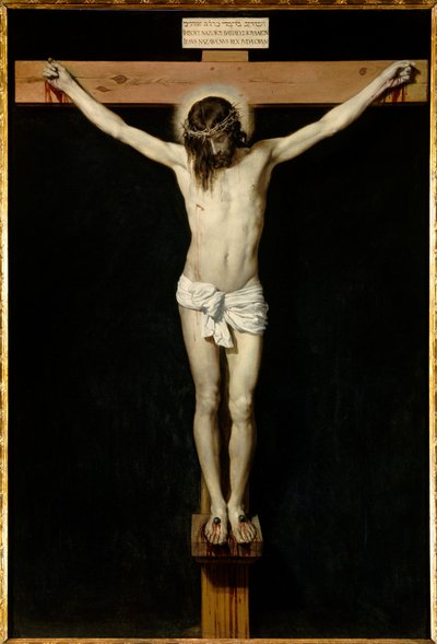 Chrystus krzyżuje. Obraz Diego Rodrigueza de Silva y Velasquez (1599-1660) autorstwa Diego Velázquez