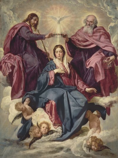 Koronacja Marii, ok.1641-42 (olej na płótnie) autorstwa Diego Velázquez