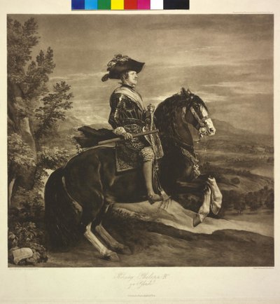 Król Filip IV na koniu (heliografia) autorstwa Diego Rodriguez de Silva y Velazquez