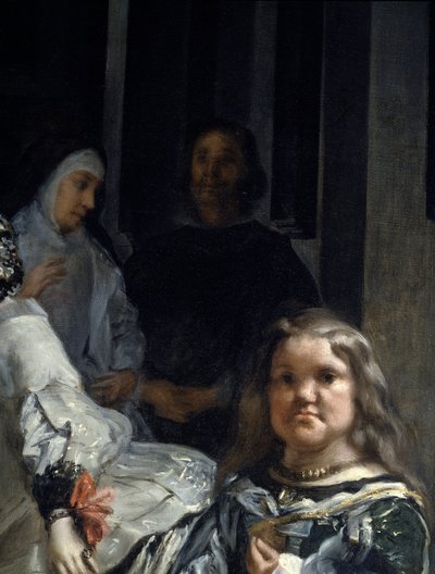 Las Meninas. Szczegół: zakonnica i krasnolud autorstwa Diego Rodriguez de Silva y Velazquez