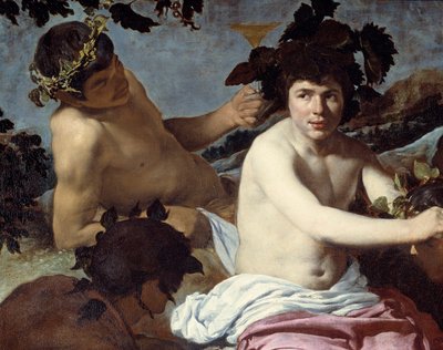 Triumf Bachusa lub „Pijanych” Szczegół. Obraz Diego Rodrigueza de Silva y Velasquez (1599-1660) około 1639-1642. Ciemny. 1,65x2,25 m Madryt, Muzeum Prado autorstwa Diego Velázquez