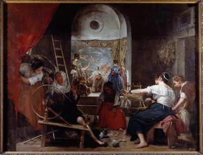 błystki lub bajka Malarstwa Arachne Diego Rodrigueza de Silva y Velasquez (1599-1660), ok. 1930 r. 1653. niedz. 2,2x2,89 m Madryt, Musee du Prado - Błystki, czyli bajka o Arachne. Obraz Diego Rodrigueza de Silva y Velazquez (Velasquez autorstwa Diego Velázquez