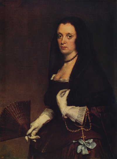 Dama z wachlarzem, c1638-1639, c1915 autorstwa Diego Velázquez