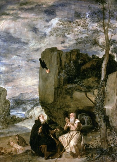 Św. Antoniego Opata i Św. Pawła Pierwszego Pustelnika, ok. 1642 r. autorstwa Diego Velázquez