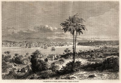Widok ogólny Hawany, stolicy Kuby, rysunek Lancelota ilustrujący wyprawę na wyspę Kubę w 1859 r. autorstwa Richarda Dany (1815-1882). Grawerowanie w „”Le tour du monde, nouveau journal des voyages””Paryż autorstwa Dieudonne Auguste Lancelot