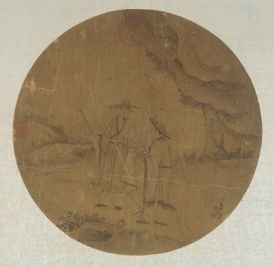 Krajobraz: dwie postacie, dynastia Qing, XVIII wiek. autorstwa Ding Guanpeng