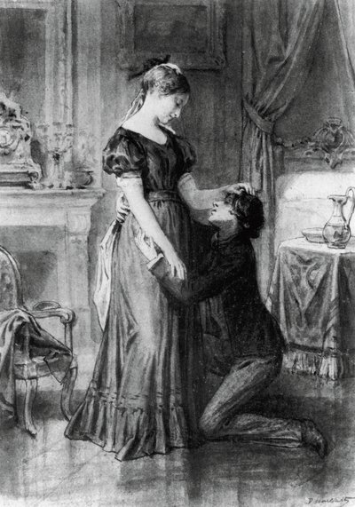 Ilustracja do Wyznania dziecka stulecia, powieść Alfreda de Musseta (1810-1857), rycina według rysunku Diogene
