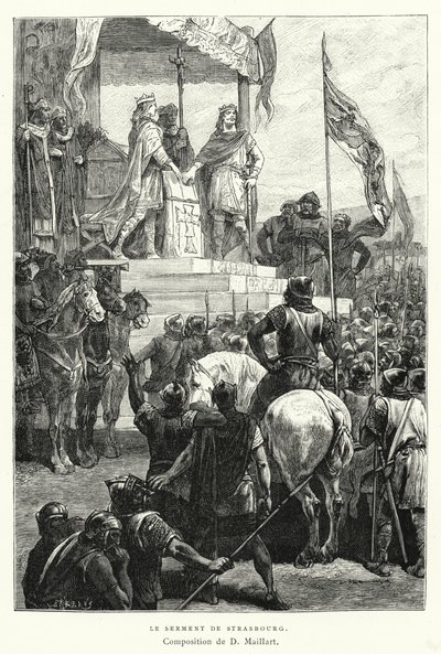 Przysięga Strasburska (rycina) autorstwa Diogene Ulysse Napoleon Maillart