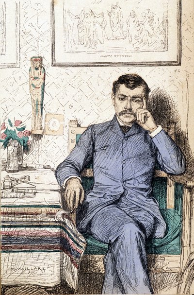Portret Paula Bourgeta, francuskiego powieściopisarza (1852-1935) (grafika) autorstwa Diogene Ulysse Napoleon Maillart