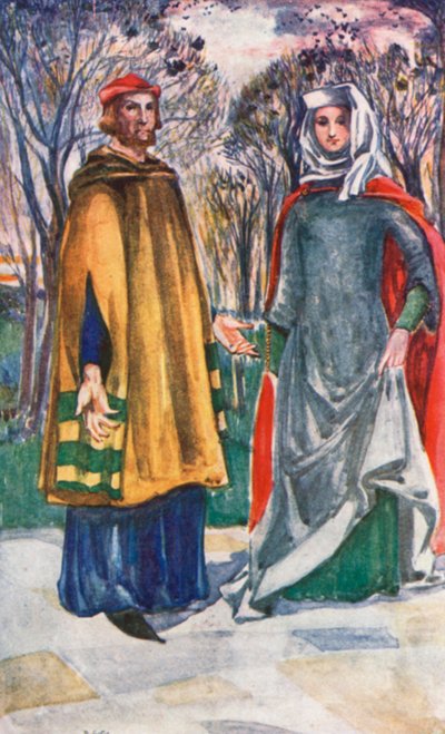 Mężczyzna i kobieta z czasów Edwarda I 1272-1307 autorstwa Dion Clayton Calthrop