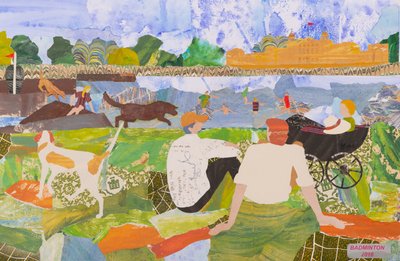 Gorący badminton, 2020 (kolaż) autorstwa Dione Verulam