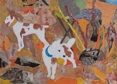 Psy Hundinga, cykl Pierścień Wagnera, 2024 (kolaż) autorstwa Dione Verulam