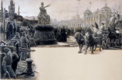 Alegoria Wystawy Światowej obchodzonej w Barcelonie w 1888 roku, ilustracja Dionis Baixeras y Verdaguer (1862-1943) autorstwa Dionisio Baixeras Verdaguer
