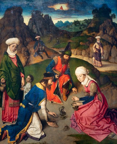 Kościół parafialny (Parochiekerk Sint-Pieter). Obraz. Ostatnia Wieczerza. Napady Dirka. 1464-1468. Szczegół. Prawy panel. autorstwa Dirck Bouts