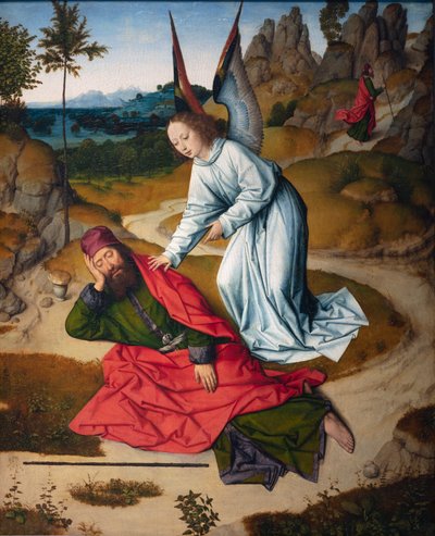 Kościół parafialny (Parochiekerk Sint-Pieter). Obraz. Ostatnia Wieczerza. Szturmowce. 1464-1468. Szczegół. Prawy panel. autorstwa Dirck Bouts