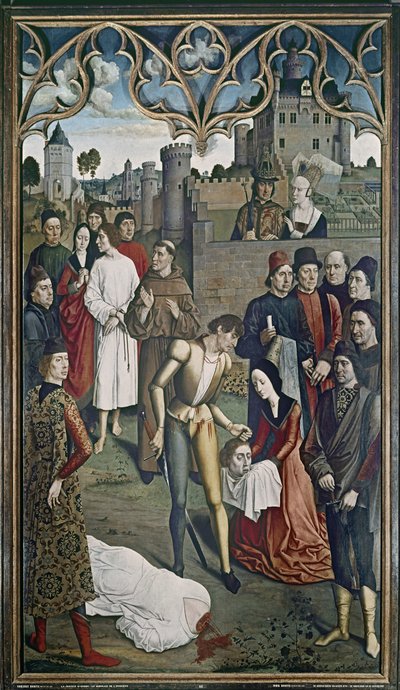 Sprawiedliwość cesarza Ottona: egzekucja niewinnego człowieka, 1473-75 (patrz także 3672) autorstwa Dirck Bouts