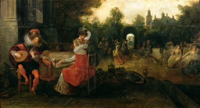 Królowa Elżbieta I i hrabia Leicester w Kenilworth (panel) autorstwa Dirck Hals
