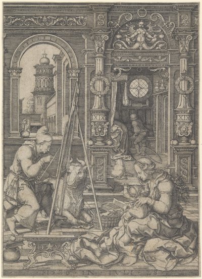 Św. Łukasz malujący Dziewicę, 1526. autorstwa Dirck Vellert