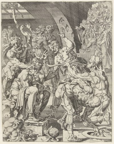 Naśmiewanie się z Chrystusa Upadek i odkupienie ludzkości przez życie i mękę Chrystusa (tytuł serii) autorstwa Dirck Volckertsz. Coornhert (attributed to)