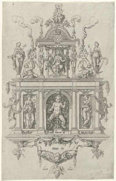 Blazon izby Haarlem retoryki De Wijngaertrancken autorstwa Dirck Volckertsz. Coornhert (attributed to)