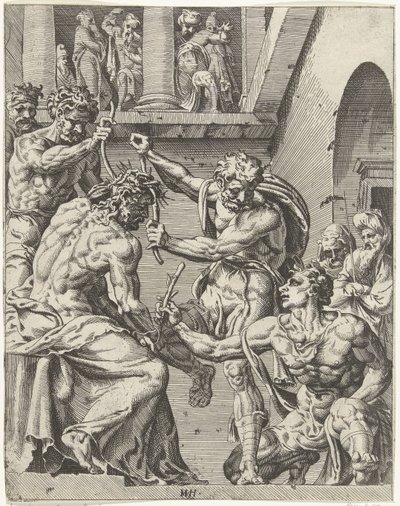 Chrystus ukoronowany koroną cierniową Upadek i odkupienie ludzkości przez życie i mękę Chrystusa (tytuł serii) autorstwa Dirck Volckertsz. Coornhert (attributed to)