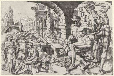 Hiob jest biczowany przez Szatana autorstwa Dirck Volckertsz. Coornhert (attributed to)