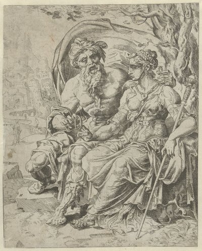 Juda składa Tamar rękojmię Historia Judy i Tamar (tytuł serii) autorstwa Dirck Volckertsz. Coornhert (attributed to)