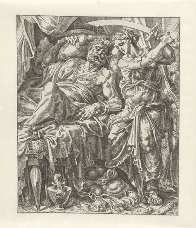 Judit Onthoofdt Holofernes Judyta w Holofernesie (tytuł serii) autorstwa Dirck Volckertsz. Coornhert (attributed to)