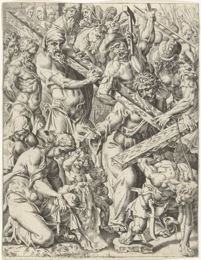 Niesienie krzyża Upadek i odkupienie ludzkości przez życie i mękę Chrystusa (tytuł serii) autorstwa Dirck Volckertsz. Coornhert (attributed to)