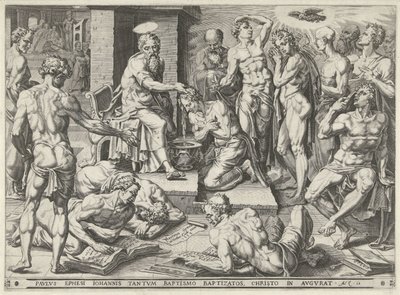 Paweł chrzci mieszkańców Efezu autorstwa Dirck Volckertsz. Coornhert (attributed to)