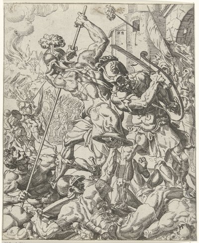 Ucieczka armii asyryjskiej Judit i Holofernes (tytuł serii) autorstwa Dirck Volckertsz. Coornhert (attributed to)