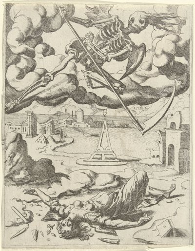 Śmierć zwycięża wiarę Triumfy Petrarki (tytuł serii) autorstwa Dirck Volckertsz. Coornhert (possibly)