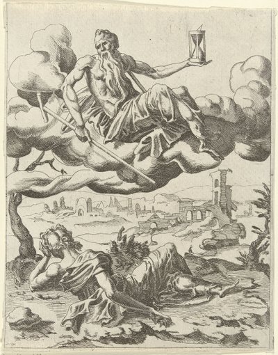 Czas zwycięża sławę Triumfy Petrarki (tytuł serii) autorstwa Dirck Volckertsz. Coornhert (possibly)