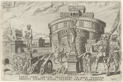 Oblężenie Zamku Świętego Anioła, 1527 Zwycięstwa Karola V (tytuł serii) Divi Caroli. v. imp. optować. max victoriae, ex multis praecipuae (tytuł serii) autorstwa Dirck Volckertsz. Coornhert