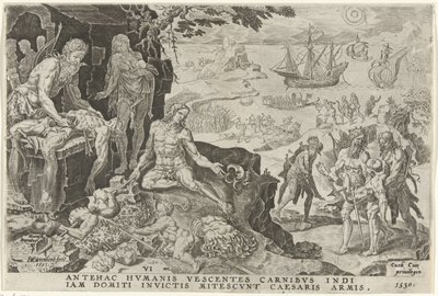 Wojska cesarskie Karola V najeżdżają Amerykę Środkową, 1530 Zwycięstwa Karola V (tytuł serii) Divi Caroli. v. imp. optować. max victoriae, ex multis praecipuae (tytuł serii) autorstwa Dirck Volckertsz. Coornhert