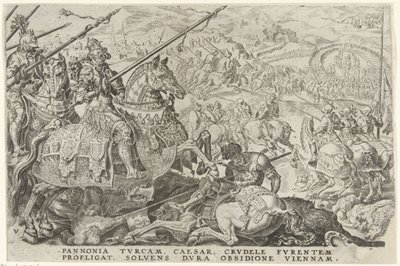 Ulga wiedeńska, 1529 Zwycięstwa Karola V (tytuł serii) Divi Caroli. v. imp. optować. max victoriae, ex multis praecipuae (tytuł serii) autorstwa Dirck Volckertsz. Coornhert