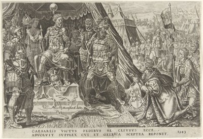 Wilhelm II, książę Gelre, poddaje się władzy Karola V, 1543 Zwycięstwa Karola V (tytuł serii) Divi Caroli. v. imp. optować. max victoriae, ex multis praecipuae (tytuł serii) autorstwa Dirck Volckertsz. Coornhert