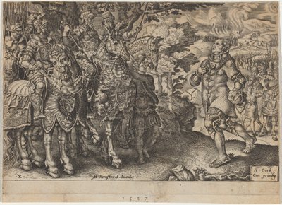Kapitulacja Jana Fryderyka, elektora saskiego, po bitwie pod Mühlberg autorstwa Dirck Volckertz Coornhert, after Maerten van Heemskerck