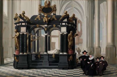 Rodzina obok grobowca księcia Wilhelma I w Nieuwe Kerk w Delft autorstwa Dirck van Delen